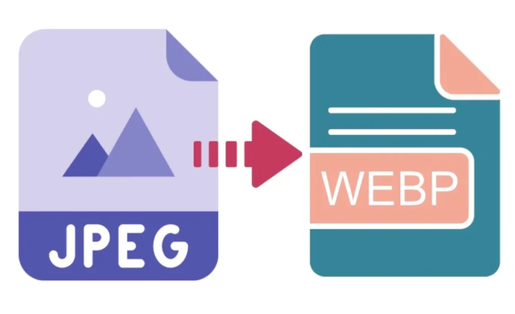JPEGからWEBPに変換することを示した絵です